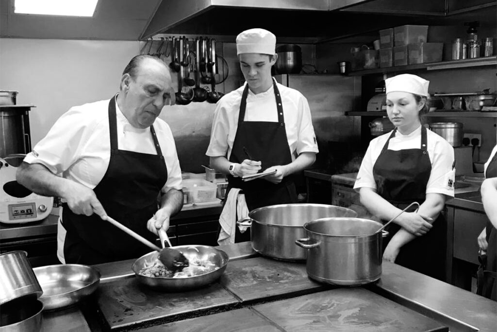chef gennaro contaldo teaching apprentices at fifteen cornwall