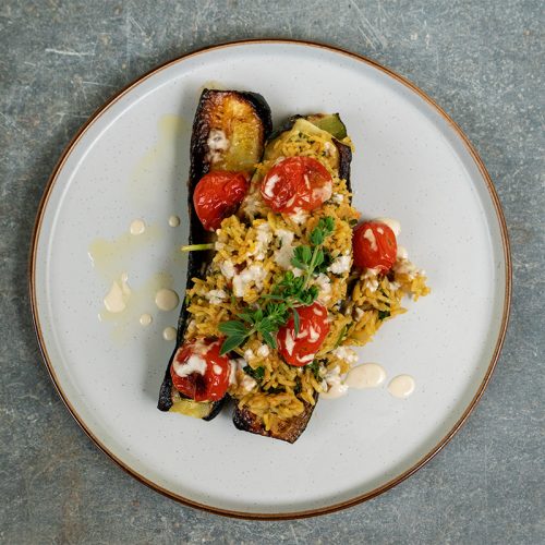 Charred Courgette and Tomato Pilaf Rice
