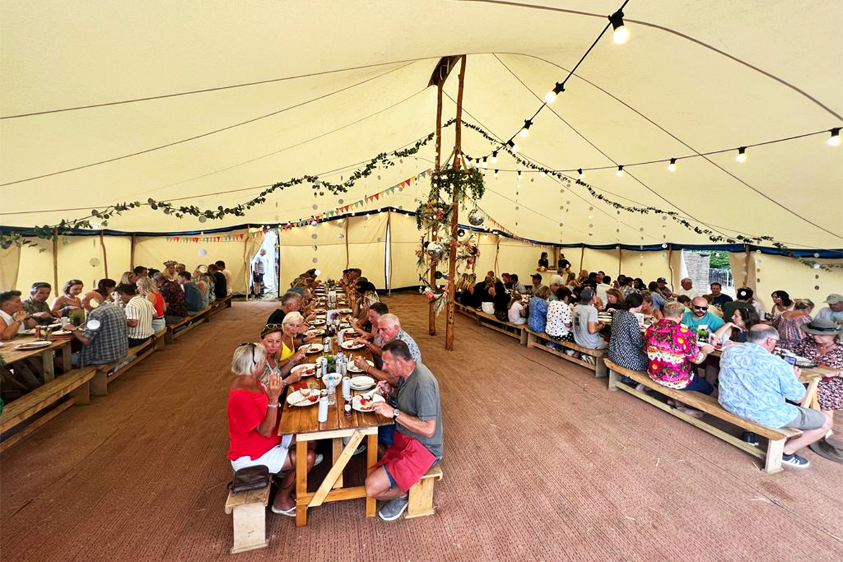 diners in the feasting tent at the big feastival 2022