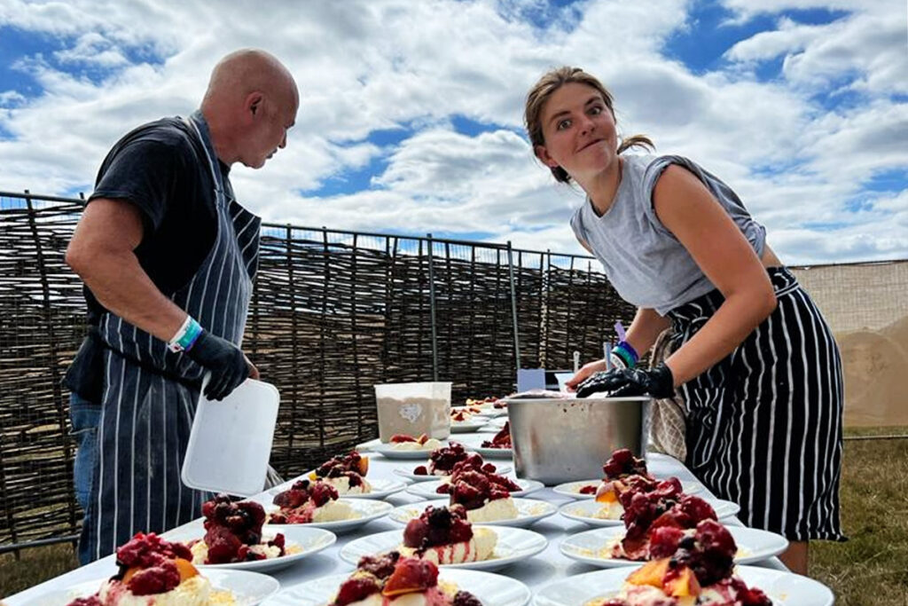 plating up desserts at the feasting tent for 2022 big feastival