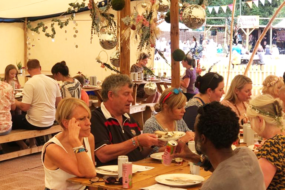 diners in the feasting tent at the big feastival 2022